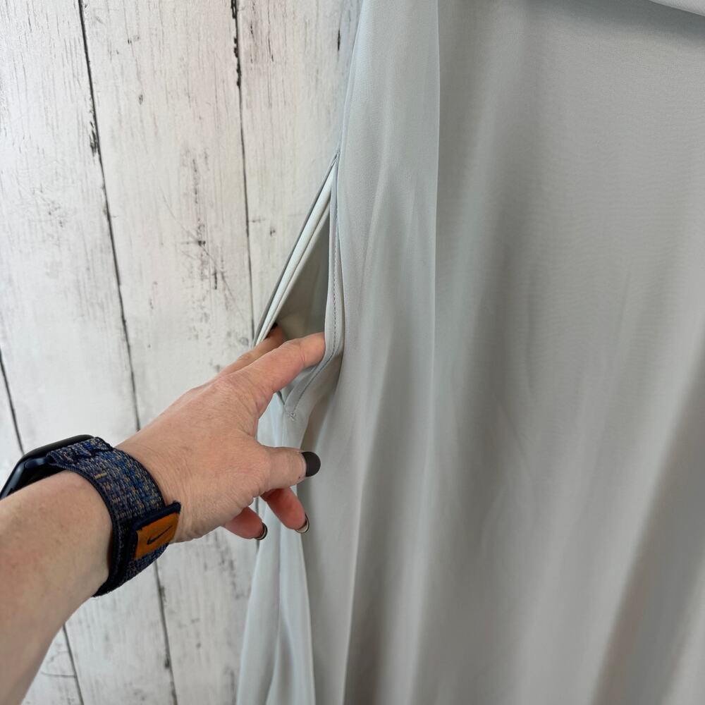 Birdy Grey Dove Gray Chiffon Devin Convertible Bridesmaid Dress With Slit Large - Picture 6 of 16